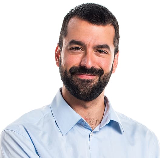 Man with laptop presenting something
